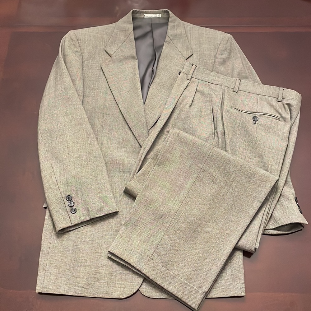 Ungaro Men’s Suit - 100% Wool black and beige color blend.